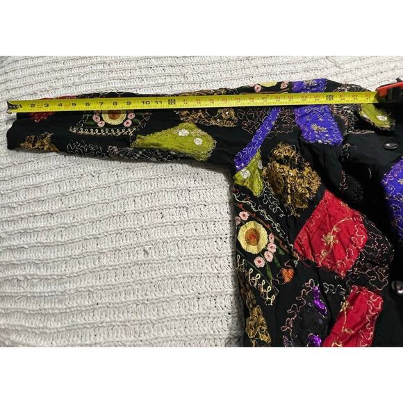 VTG Chico's Design Patchwork Lightweight Jacket Art-To-Wear Womens Sz 2 - Large - Picture 4 of 10